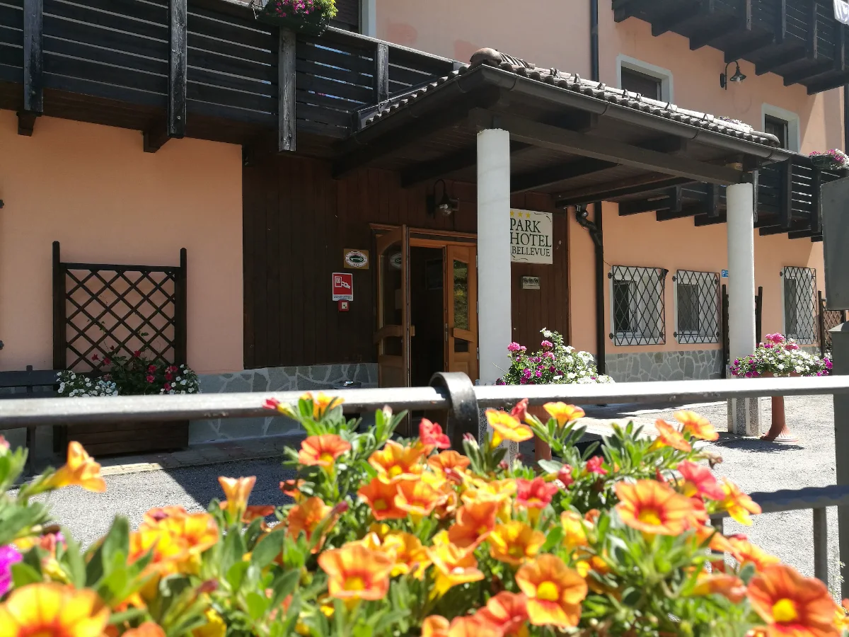 Dettaglio fiorito dell'esterno del Park Hotel Bellevue